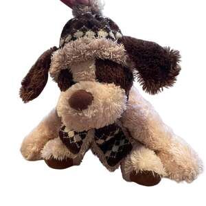Hugfun International Puppy Dog Plush Wearing Scarf Hat Stuffed Animal Toy 14"